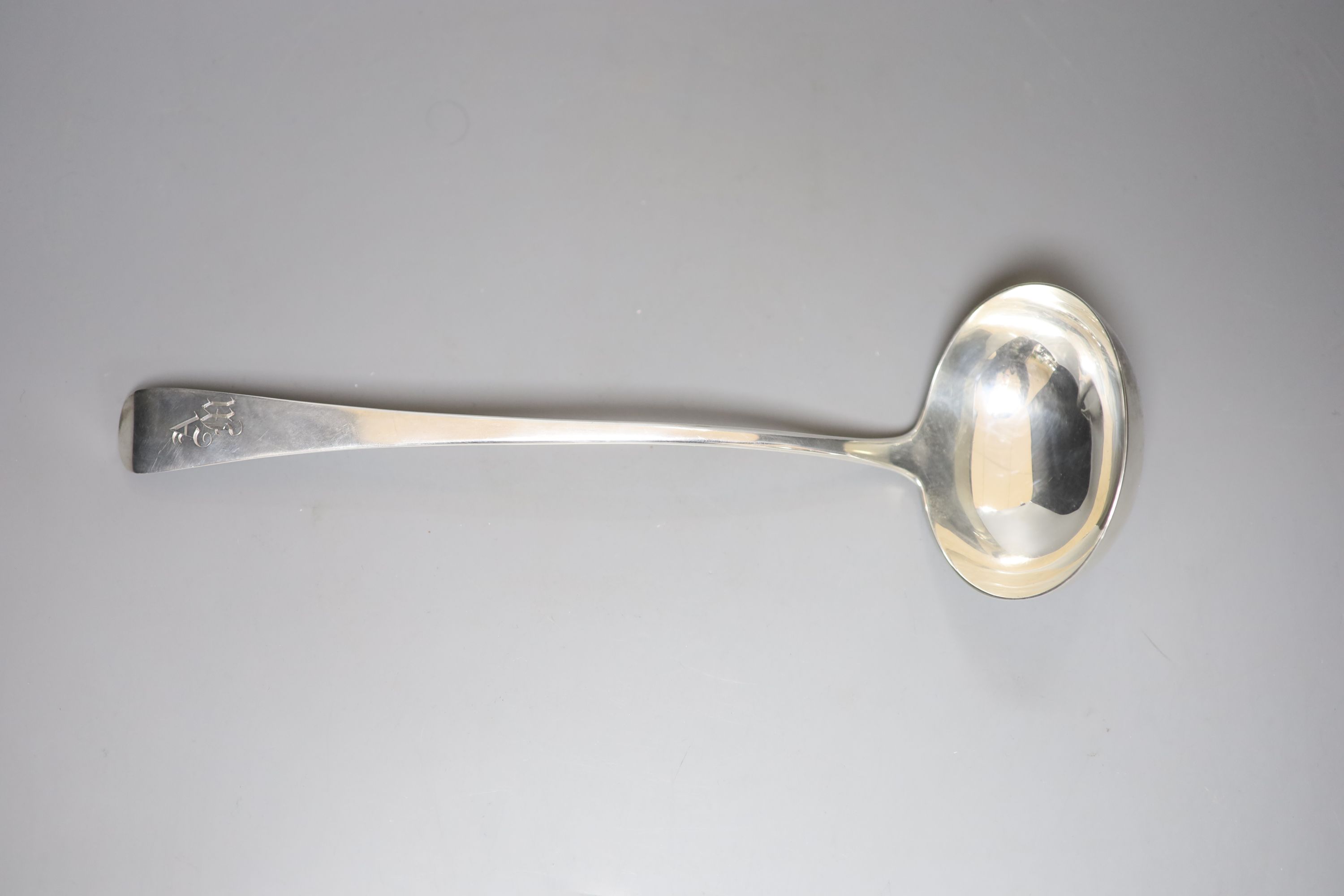 A George III silver Old English pattern soup ladle, London, 1806, 32.5cm